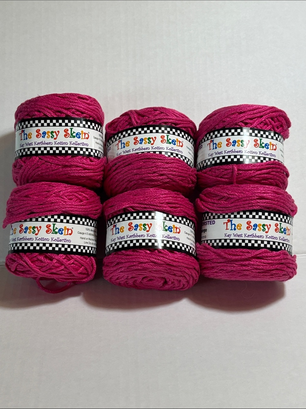 Hot Pink Cotton Yarn - Pack of 6